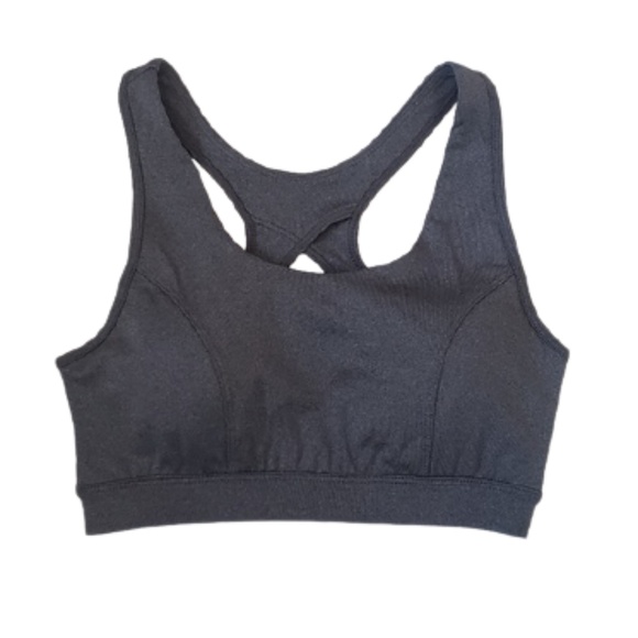 TEK GEAR Sports Bra Racerback Medium Impact Athleisure Gray Black Small Large - Picture 3 of 9
